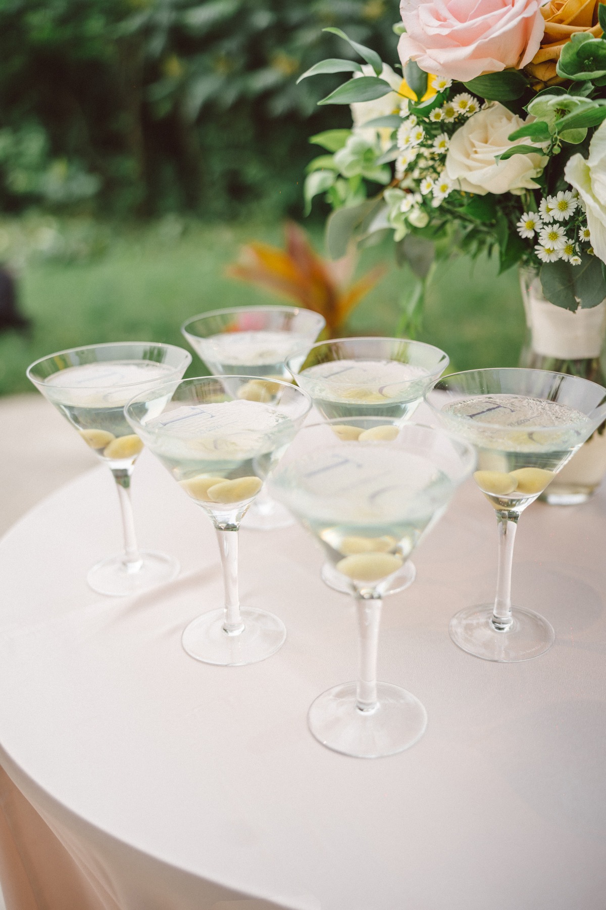 martinis with edible toppers