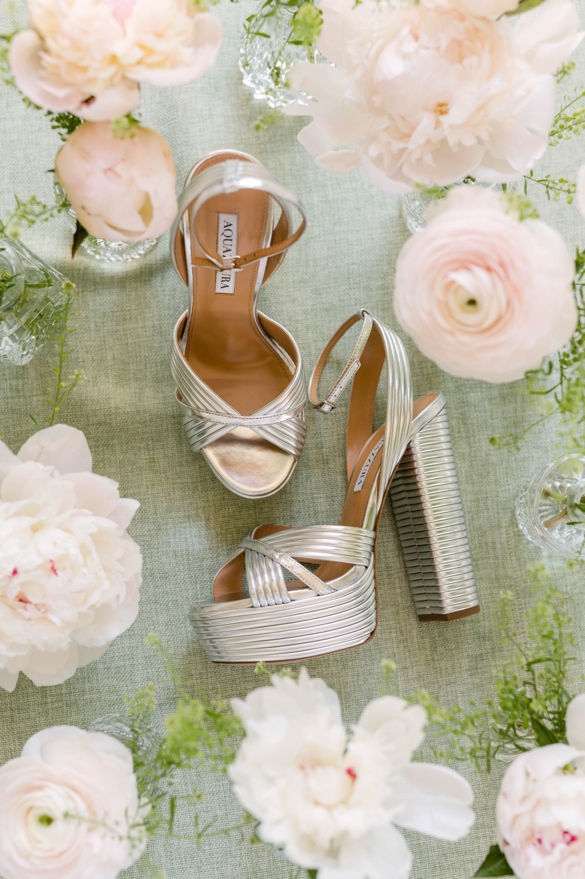 Metallic bridal heels 