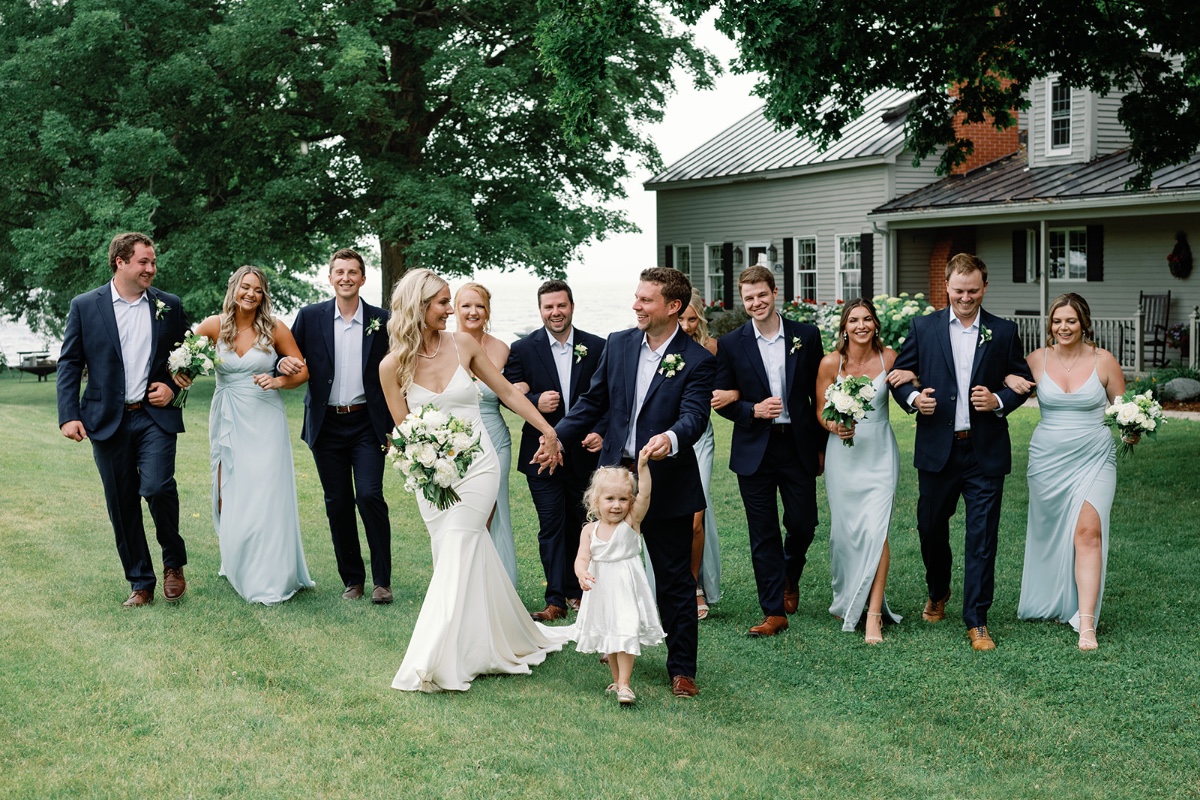 Light blue and navy bridal party 