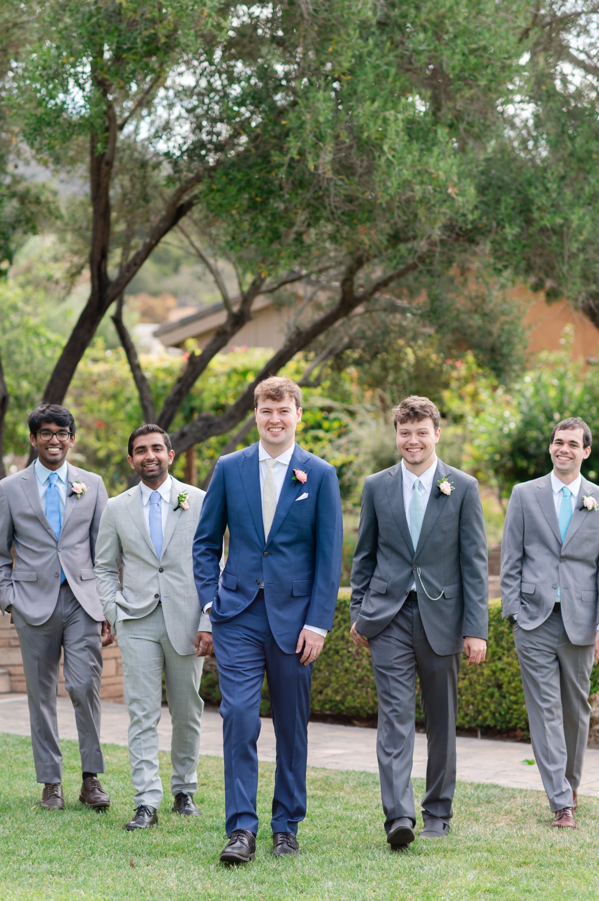 blue grey groomsmen suits