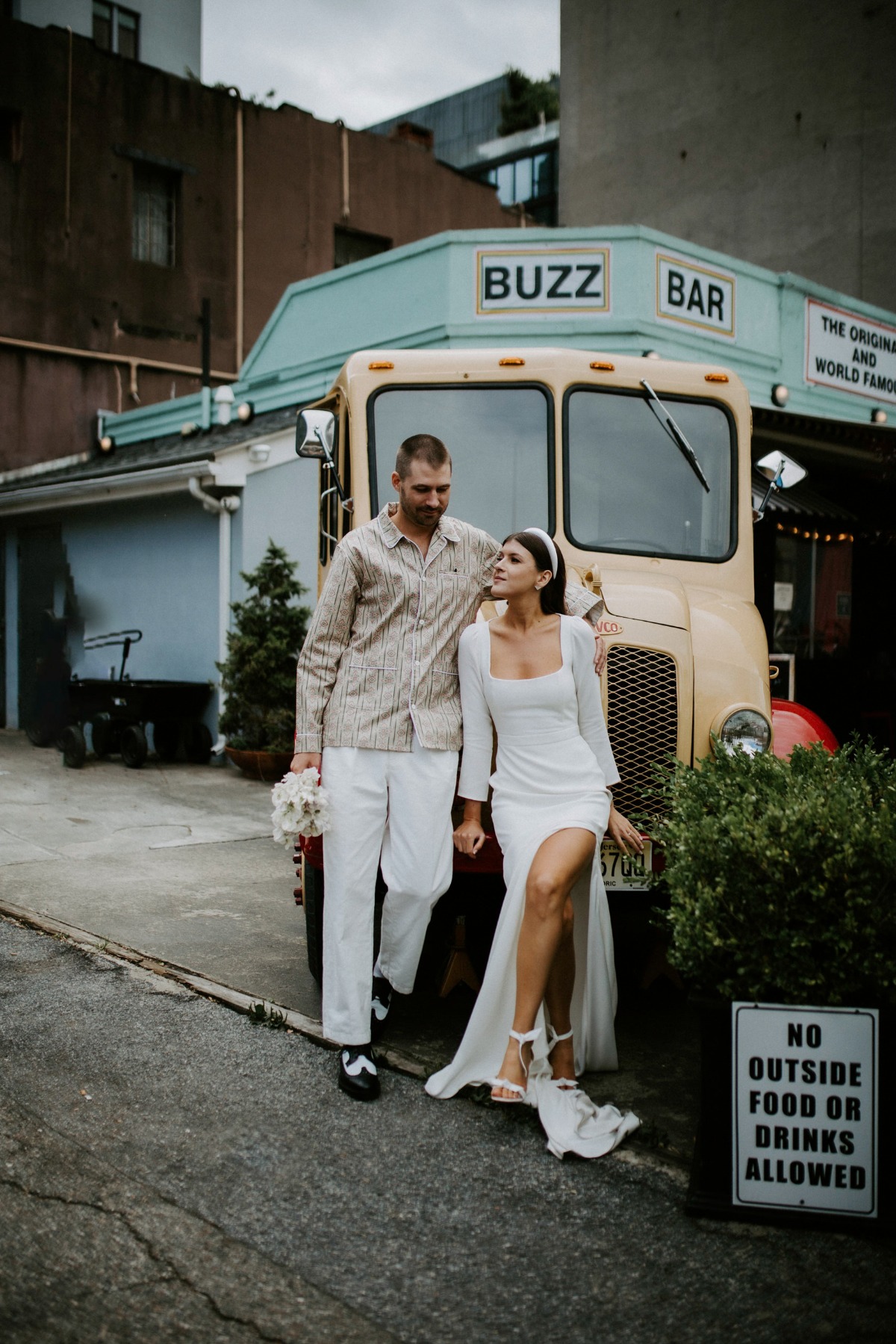 Brooklyn couple with vintage truck 