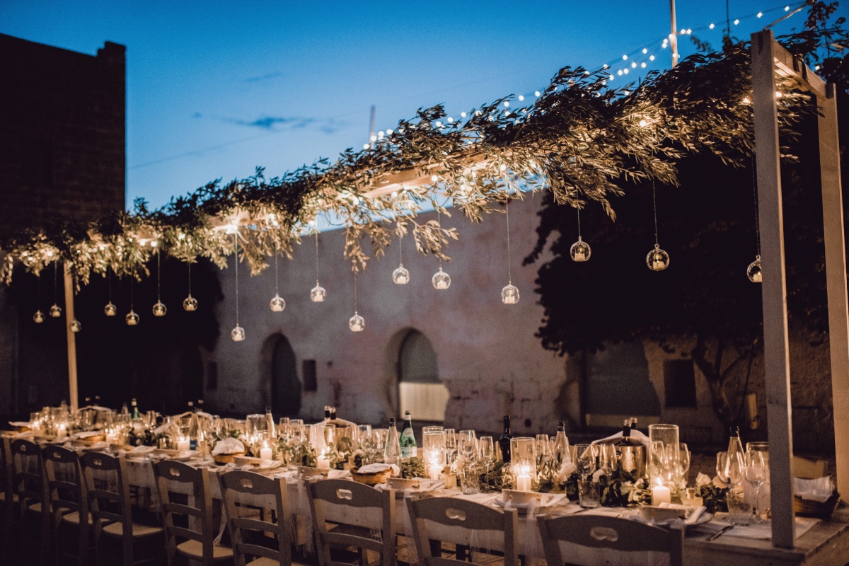 Candlelit Italian villa reception 