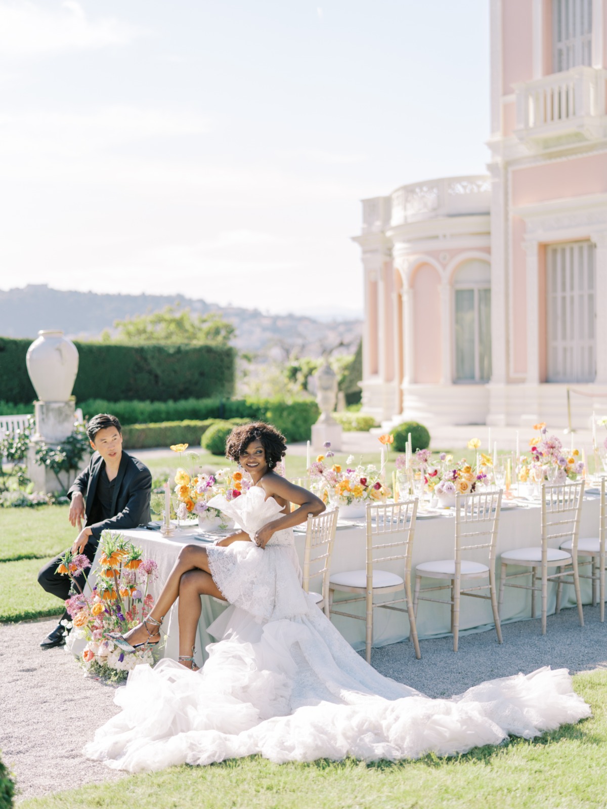 High fashion wedding at colorful villa 