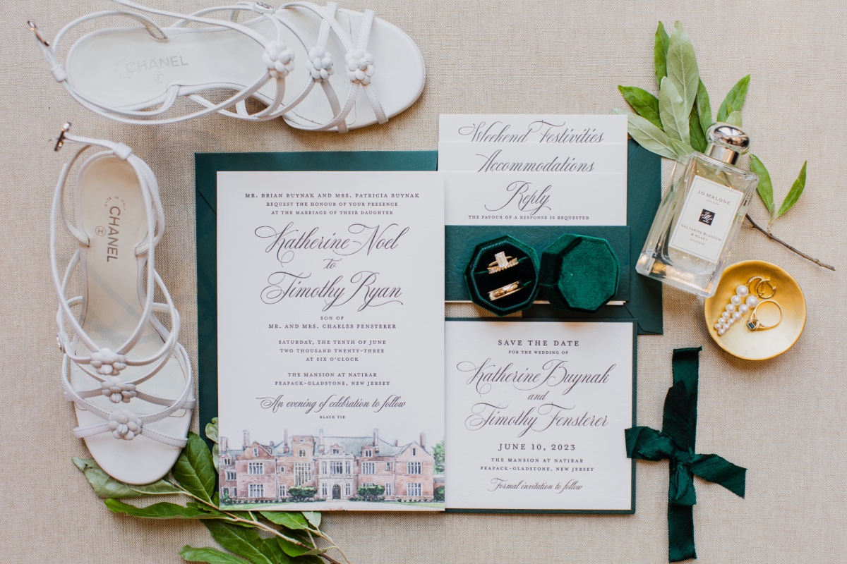 ivory and emerald invitations
