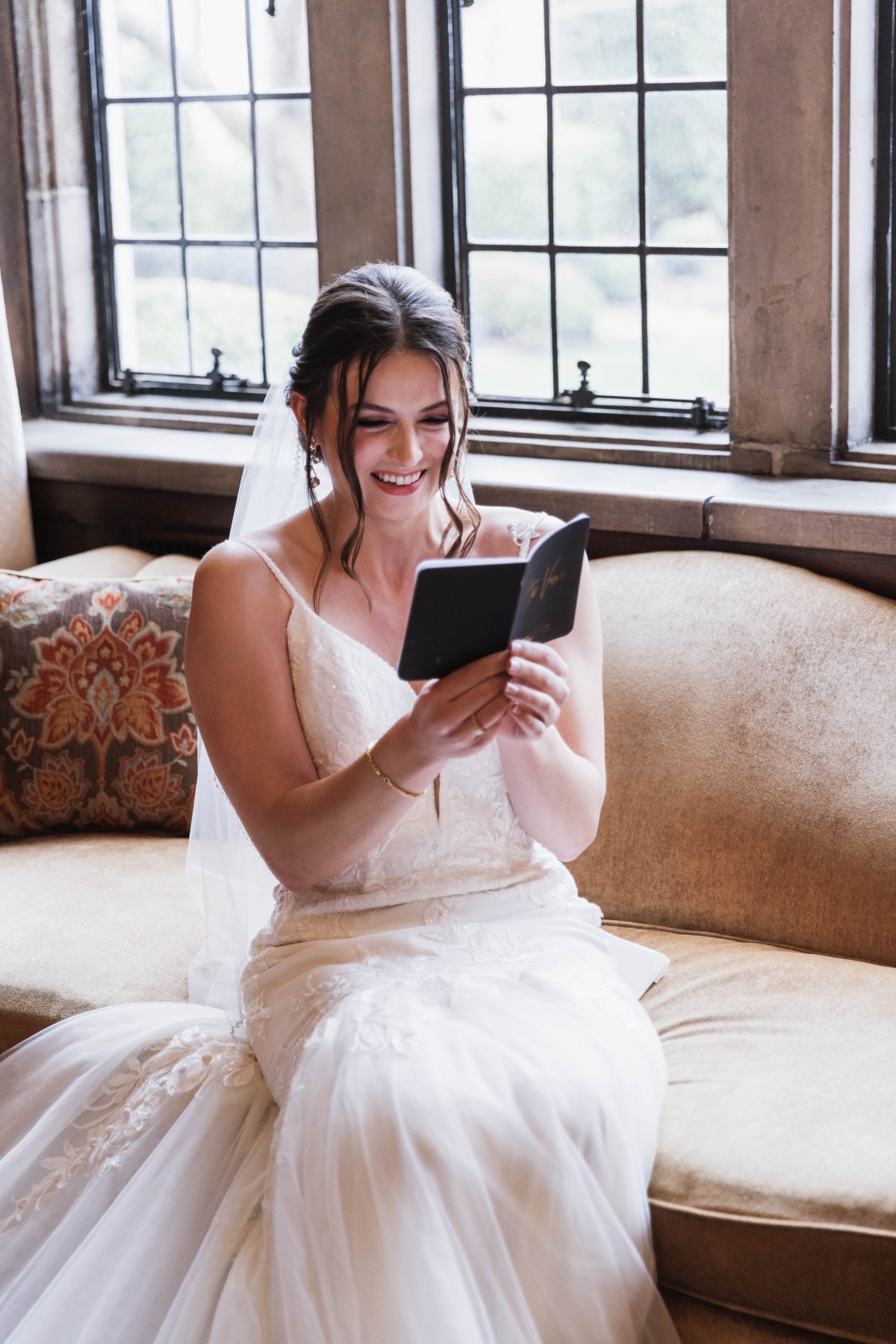 Bride reading groom vows