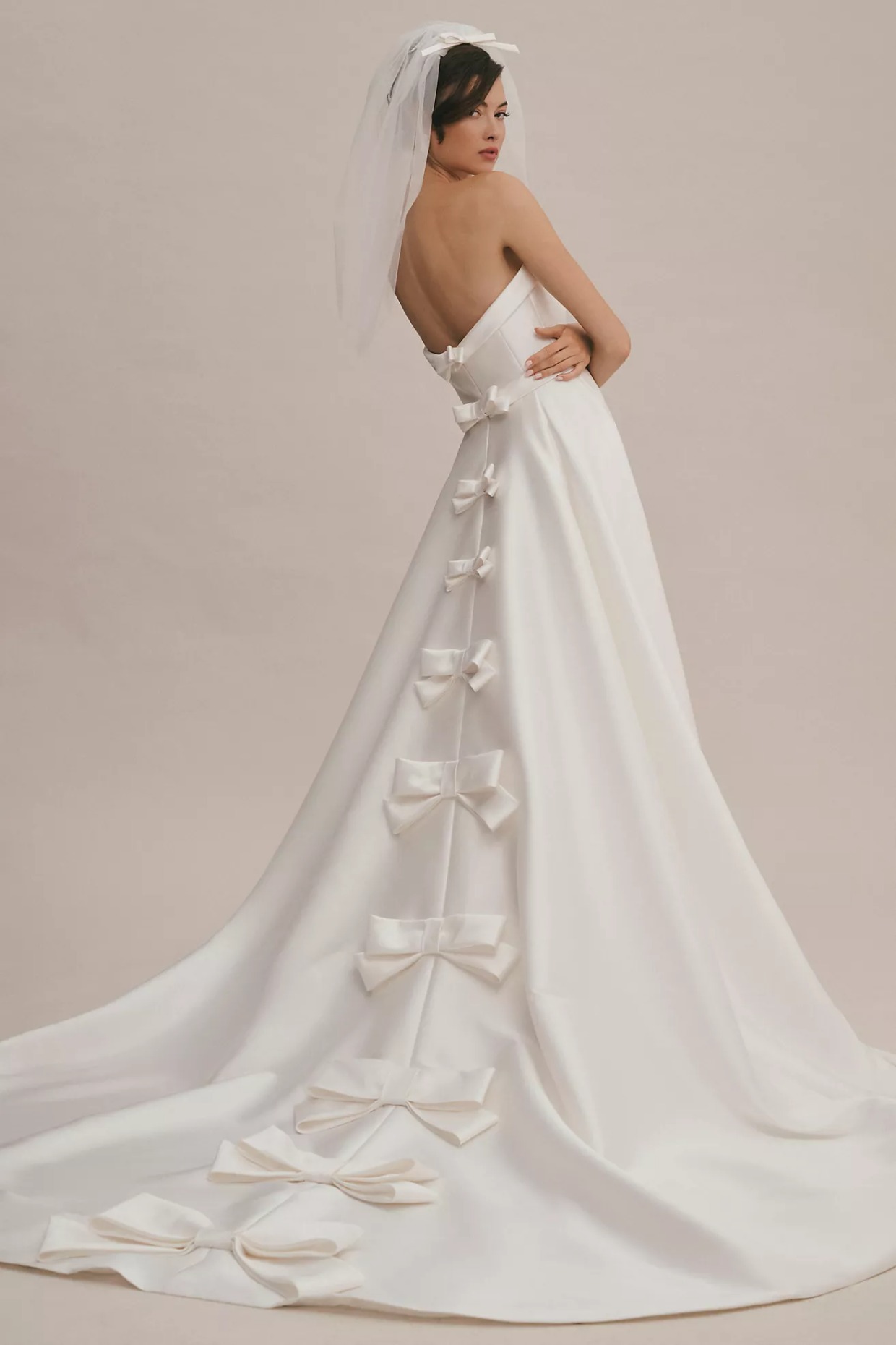 Watters Glimpse Long-Sleeve Off-The-Shoulder Corset Wedding Gown |  Anthropologie
