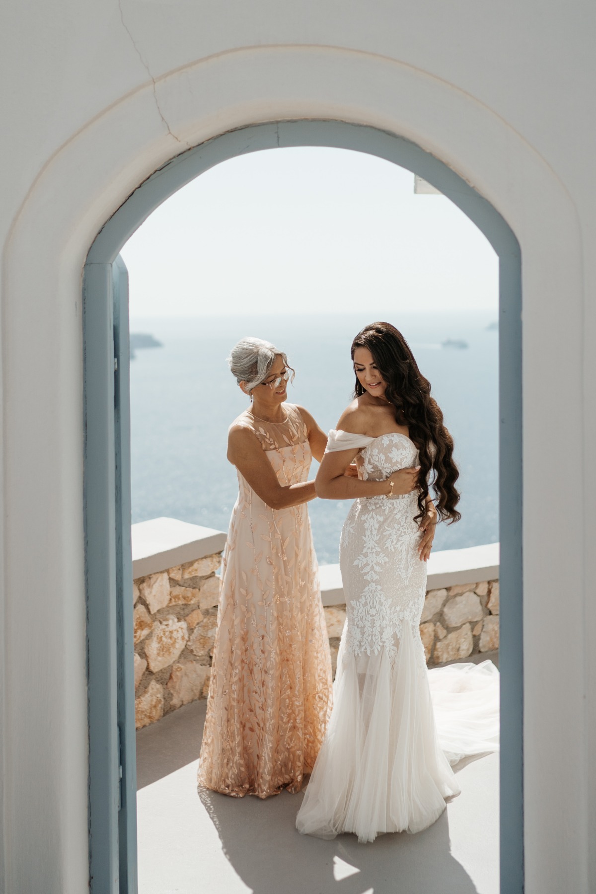 peach mother of the bride dress