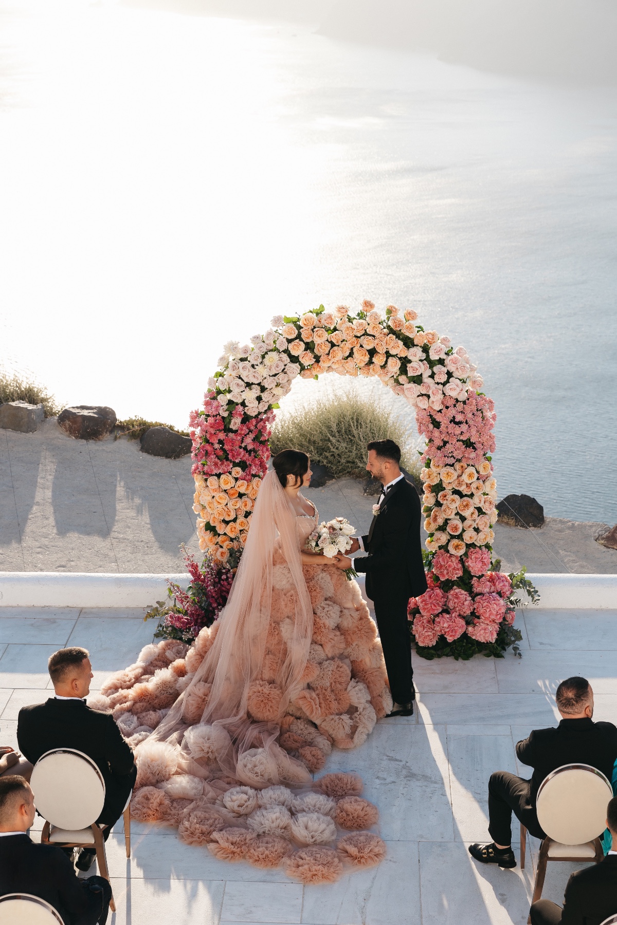 Floral Greek island wedding ceremony