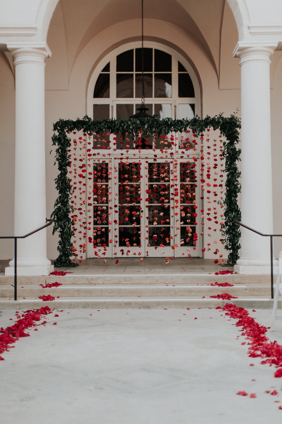Modern carnation floral wall for weddings 