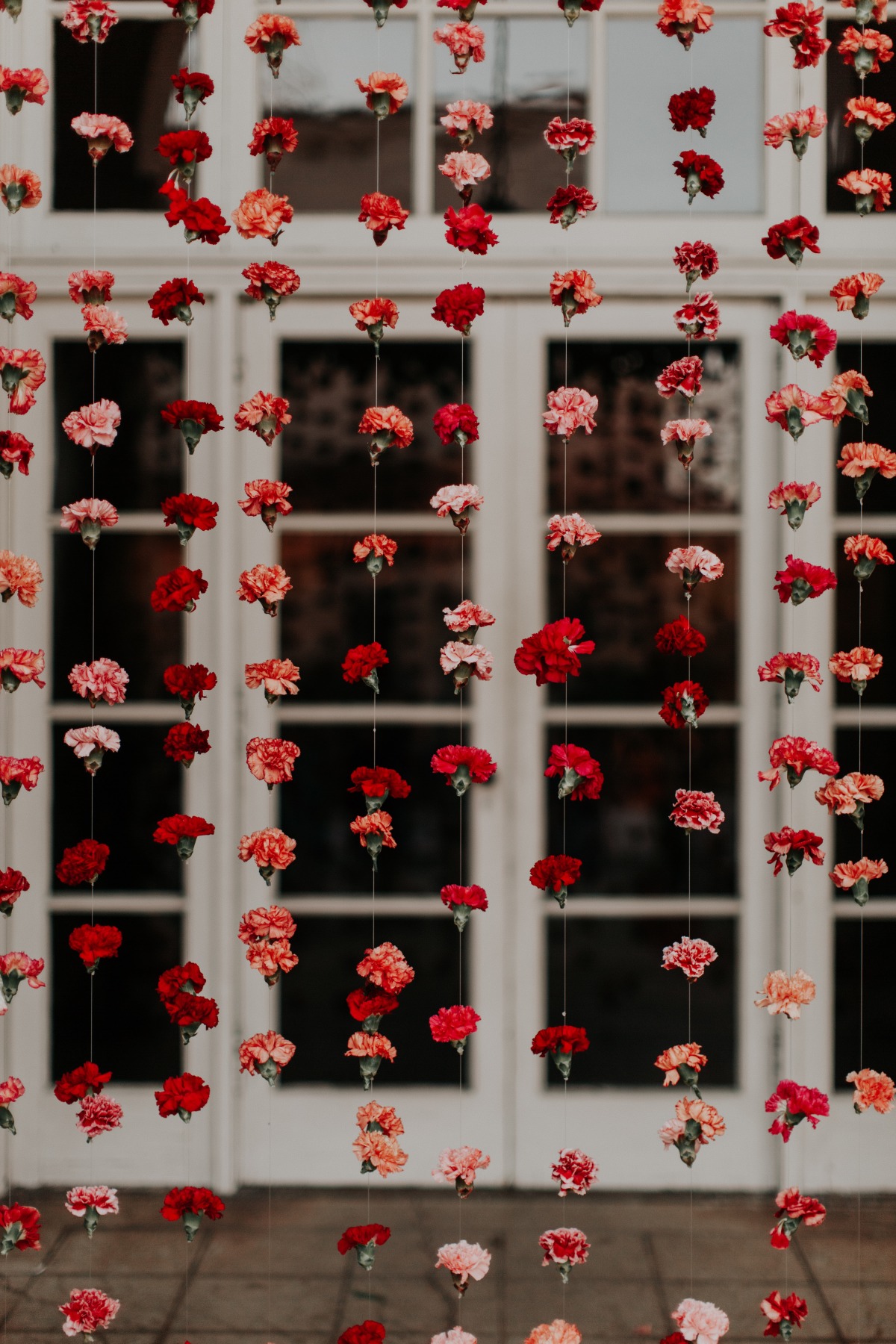 Pink and red carnation hanging florals 