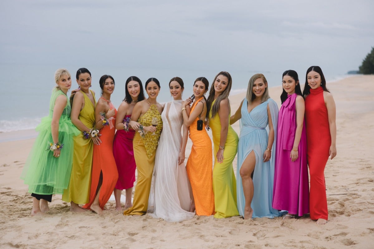 rainbow bridesmaids dresses