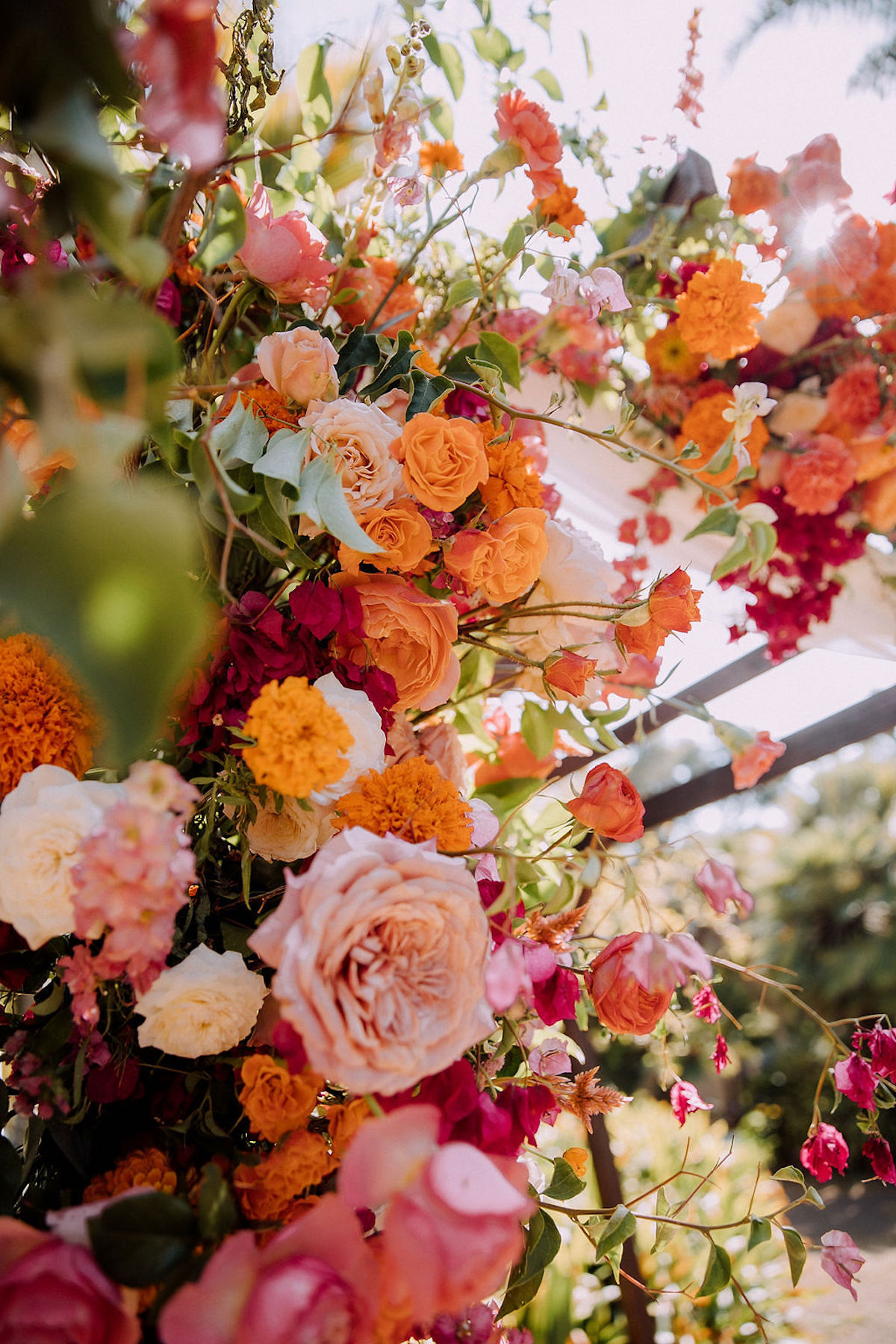 sunset-inspired floral installation