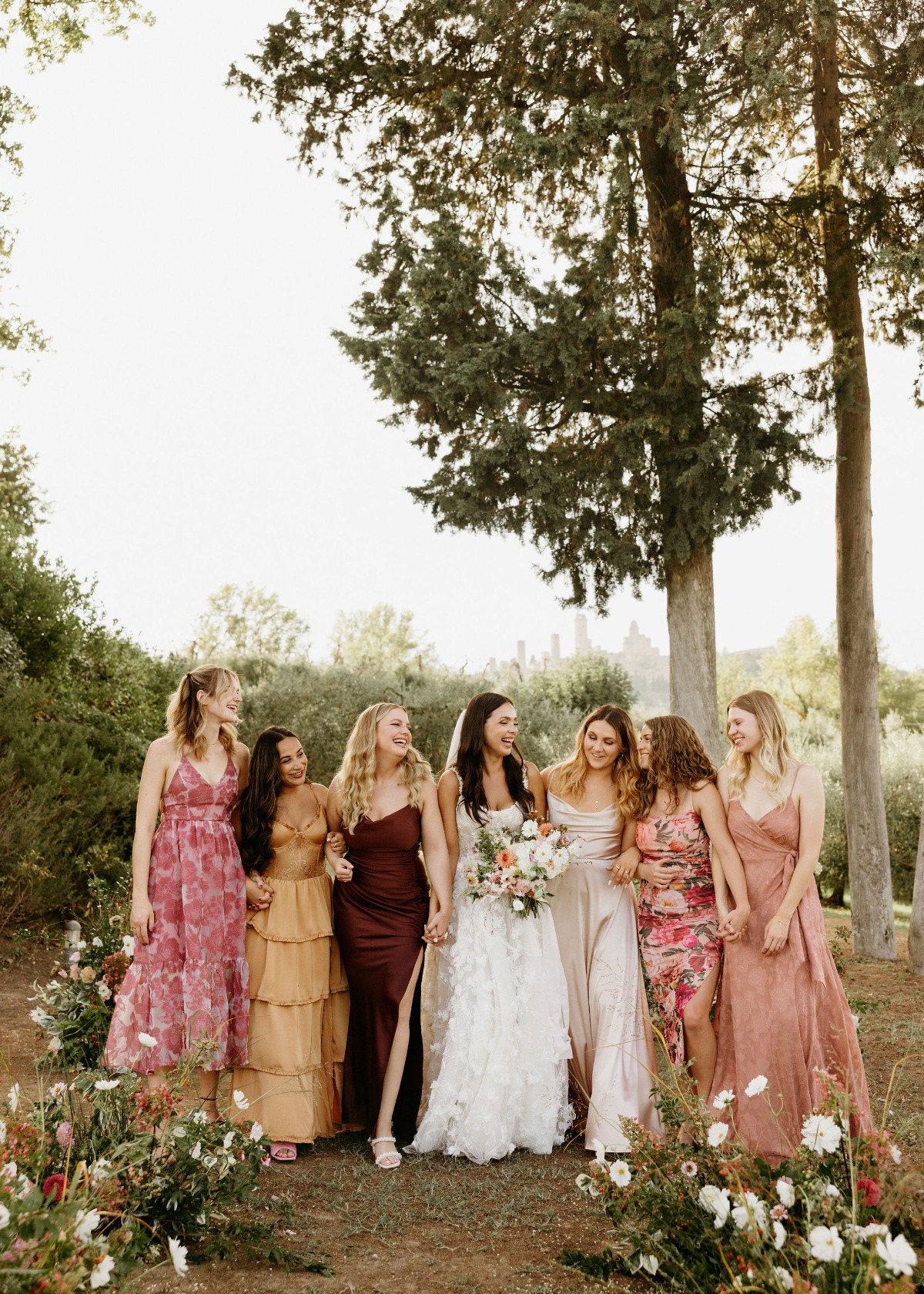 sunset-inspired bridesmaid dresses