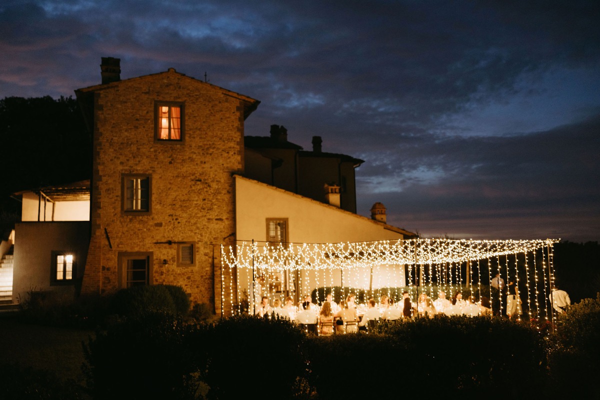 outdoor Tuscan night wedding