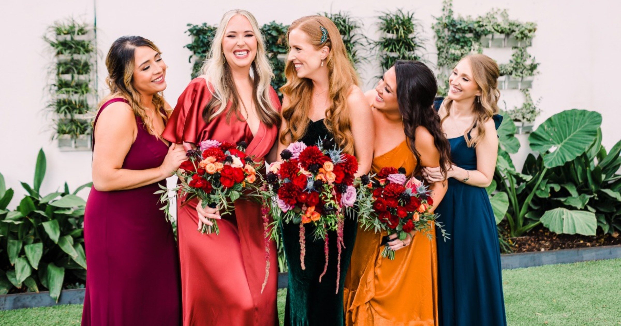 A stunning jewel toned wedding with an emerald bridal gown