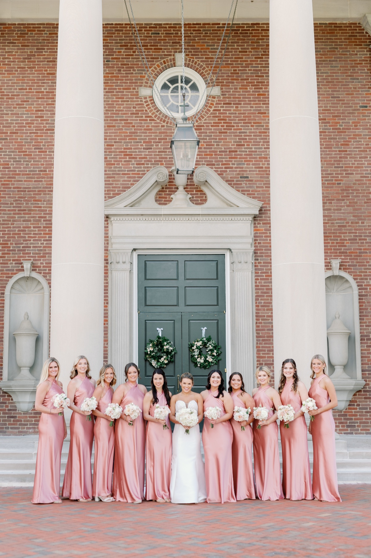Pastel pink bridesmaids dresses 