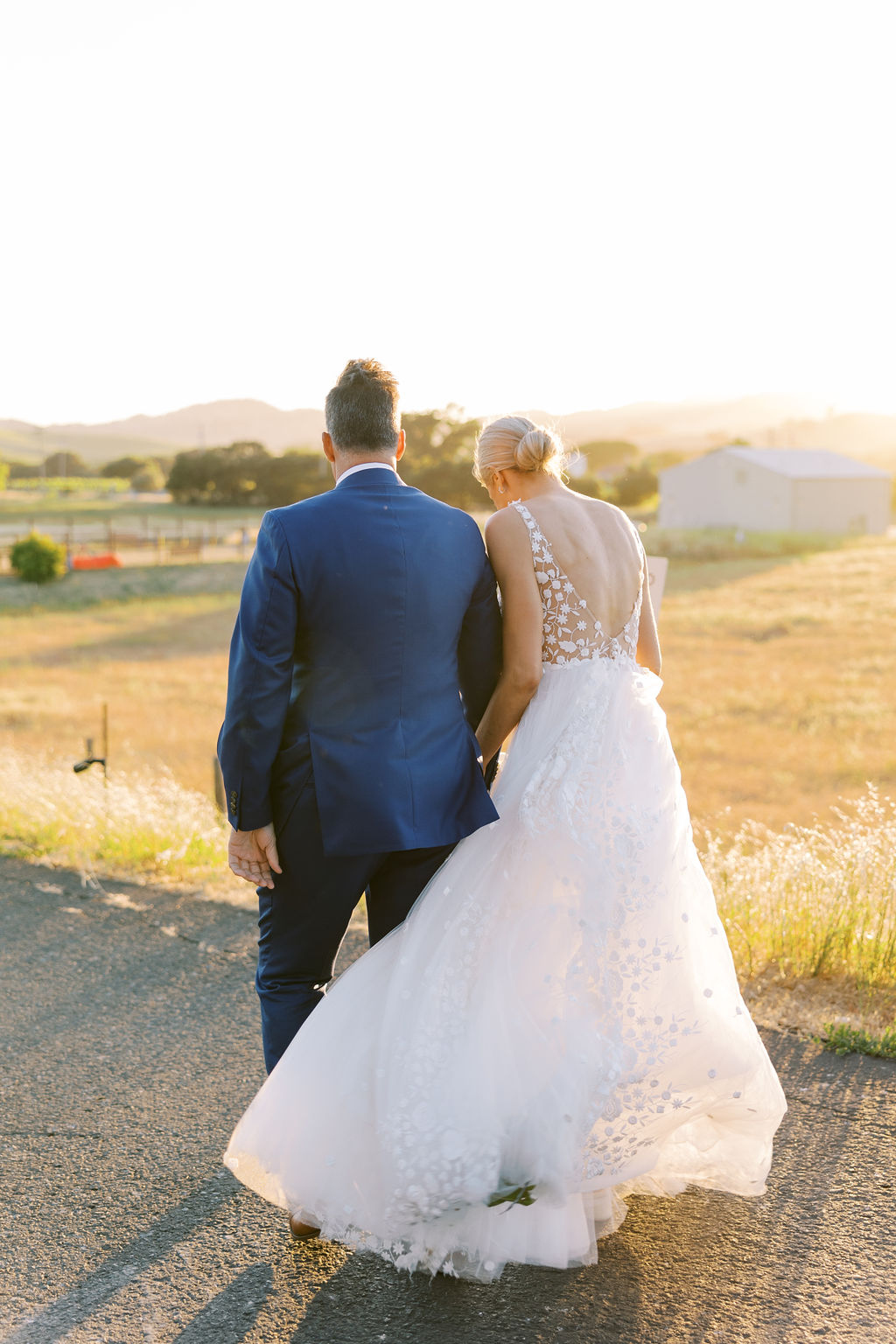 Napa bride and groom at golden hour 