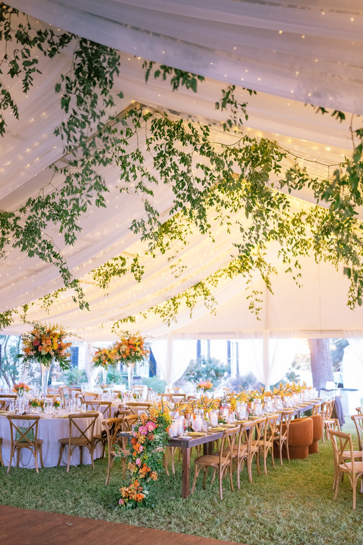 draped greenery for tent