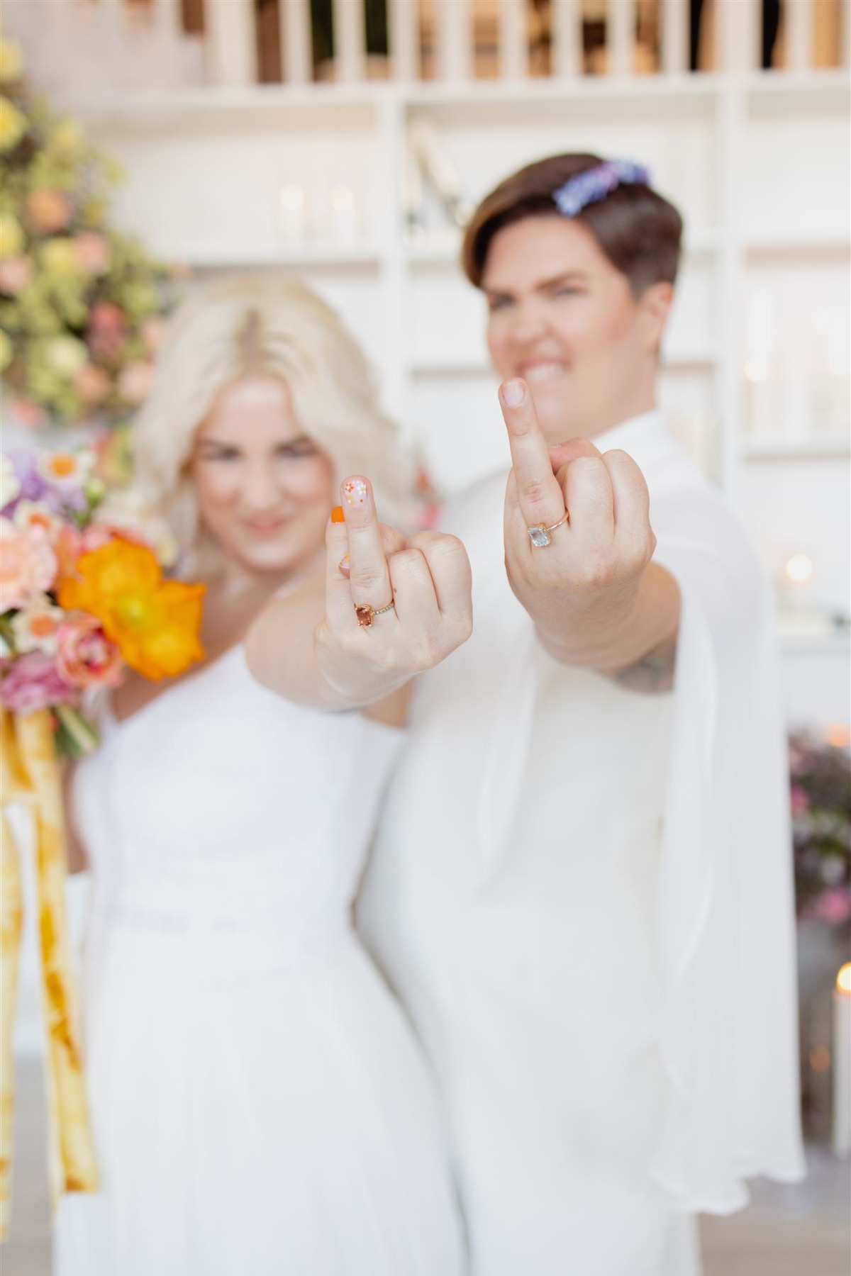 Funny colorful wedding ring photos