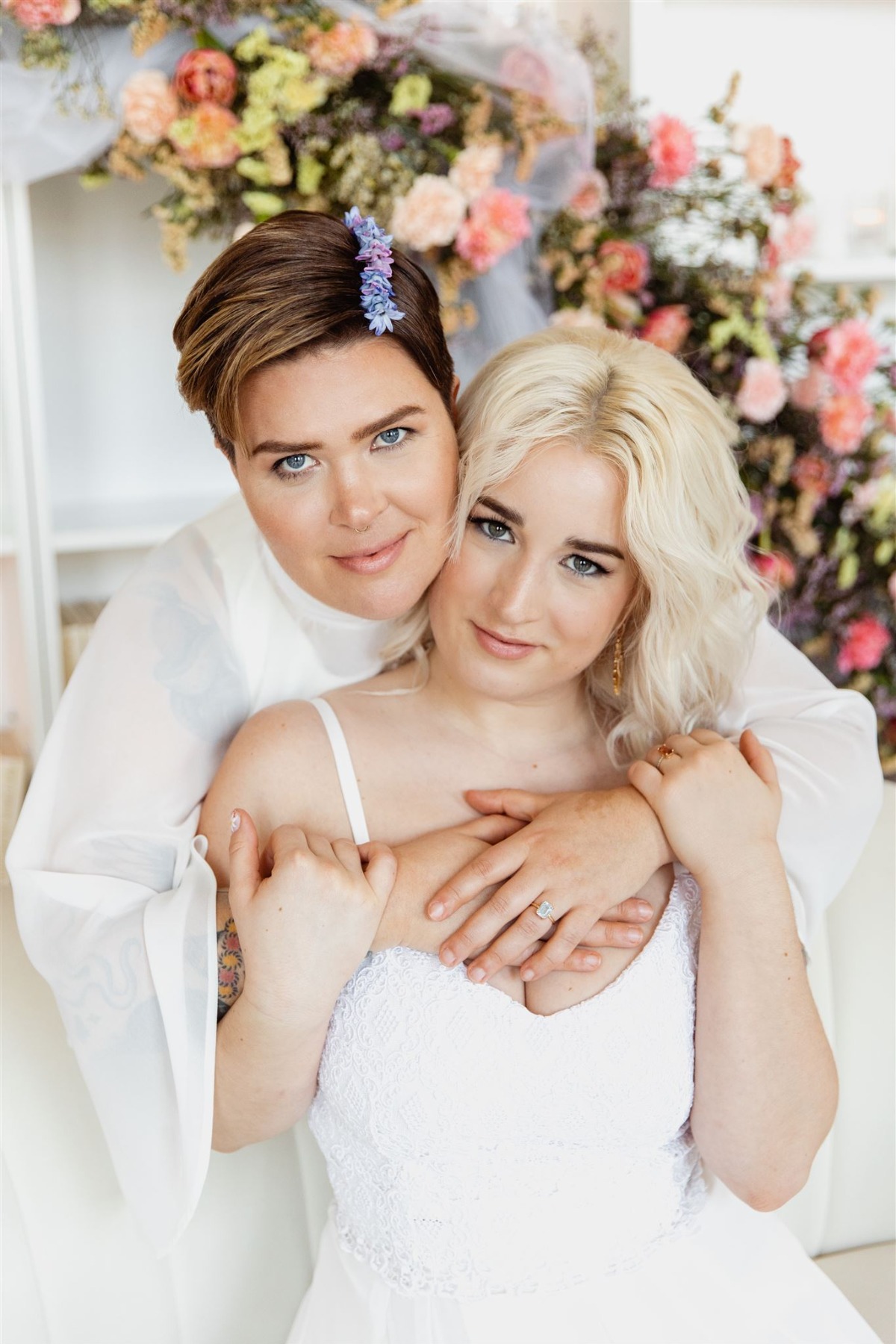 Queer wedding fashion and makeup 