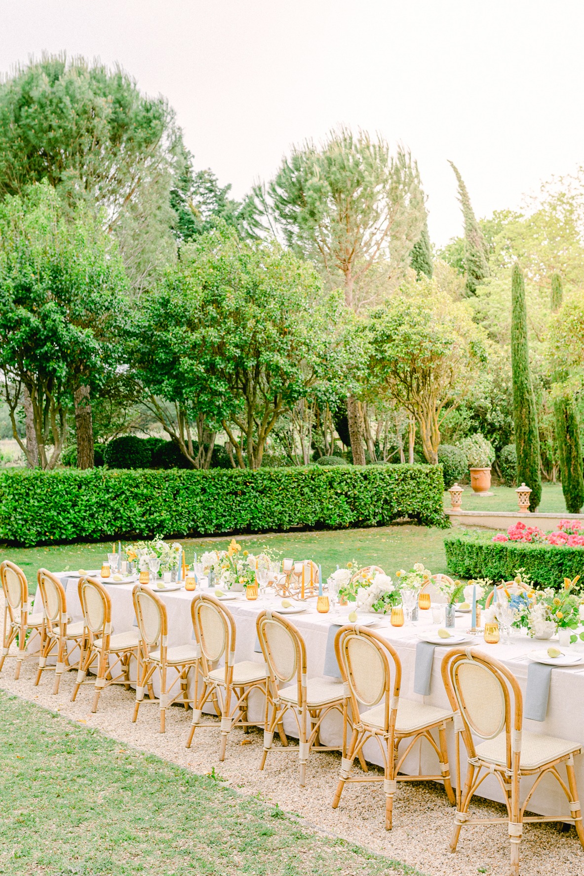 French inspired outdoor reception setup