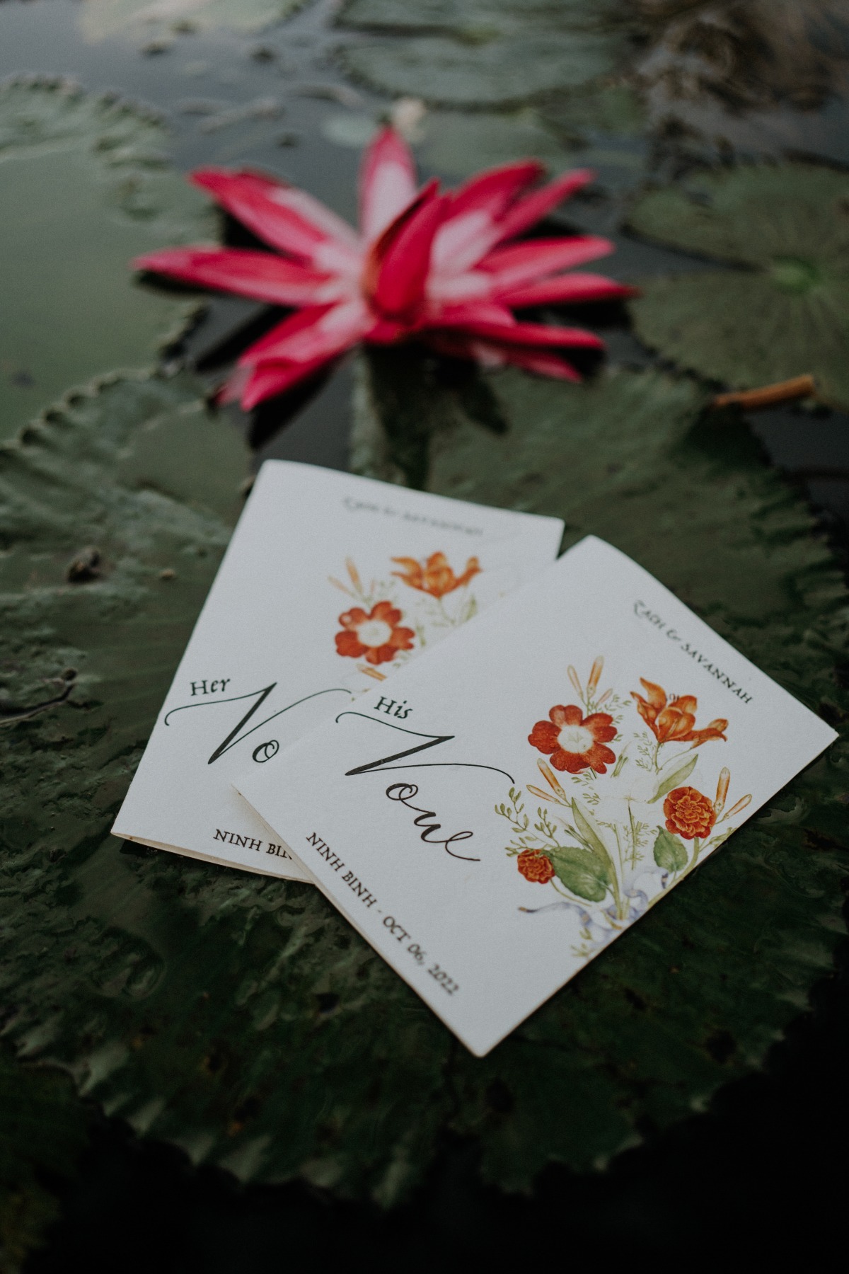 Floral illustrated vow books 