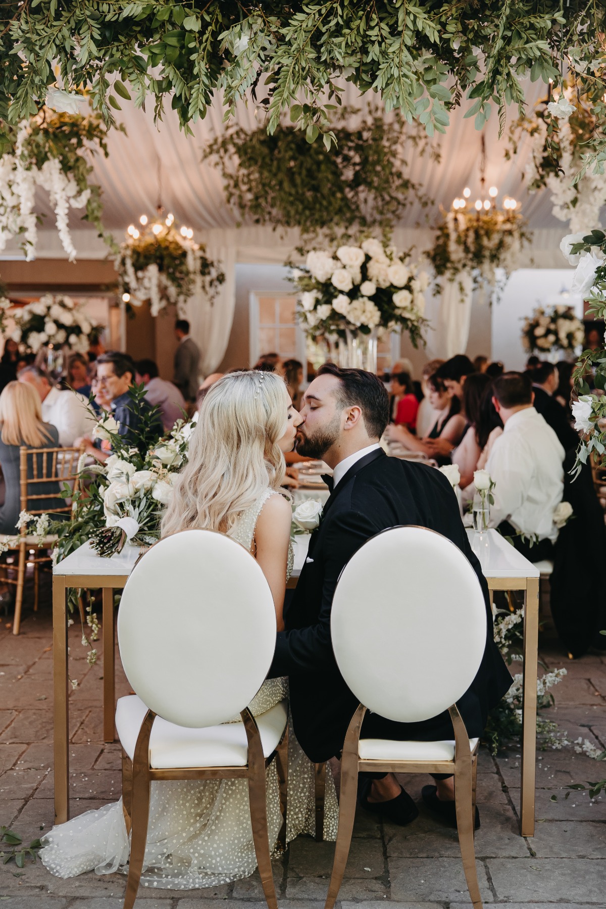 over the top floral sweetheart table