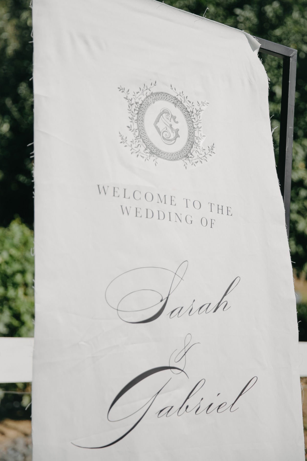 black-tie wedding welcome sign
