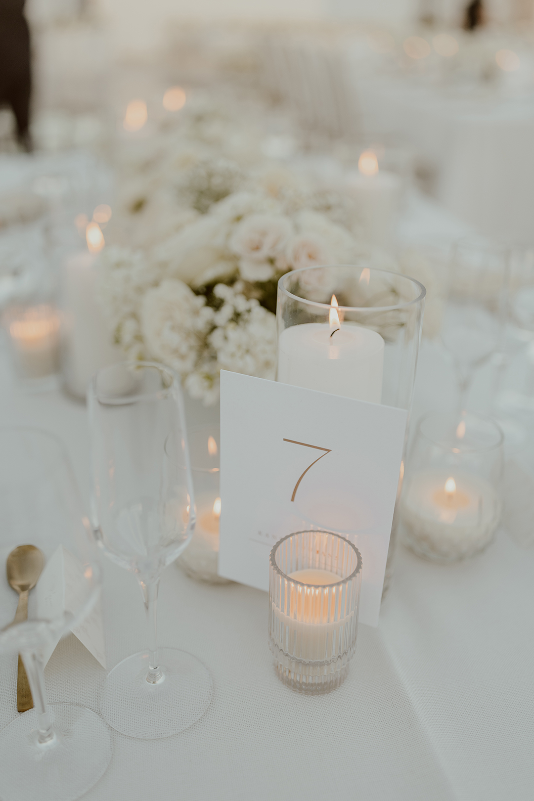 Modern gold and white table number