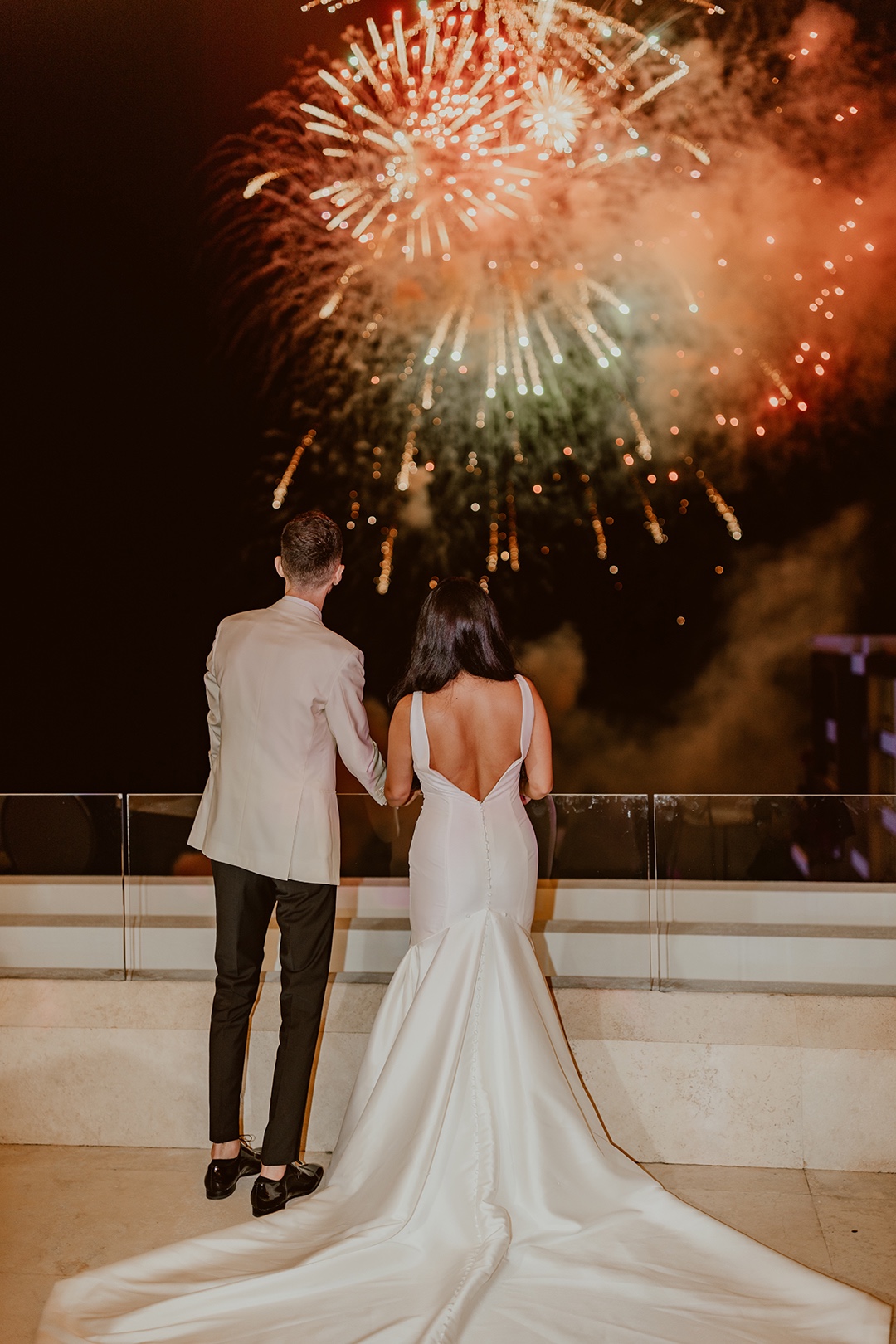 Epic colorful fireworks for luxury wedding 