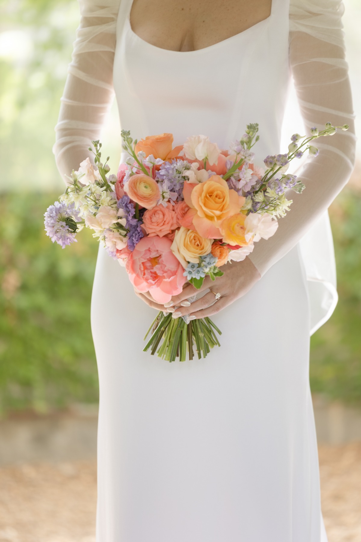 Pastel garden bridal bouquet 