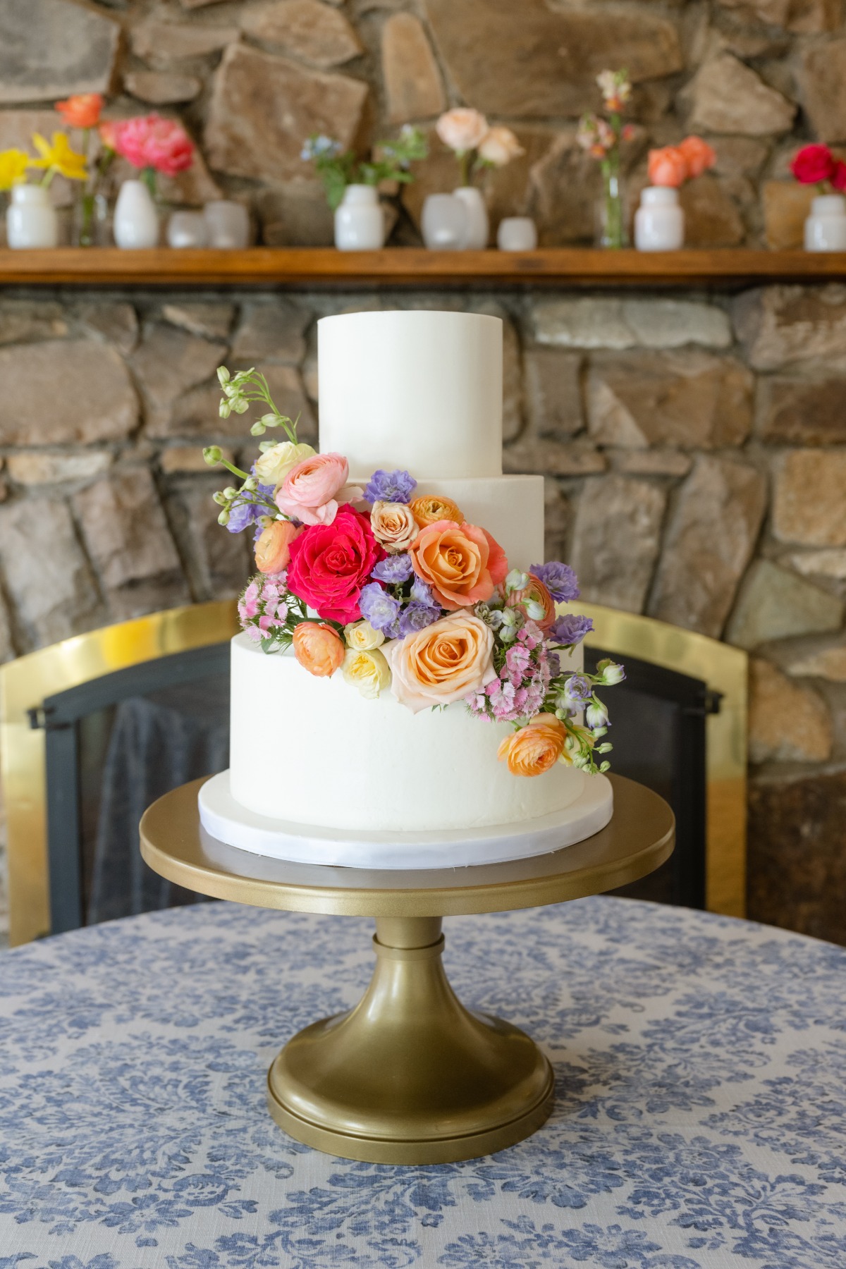 Modern pastel floral wedding cake 