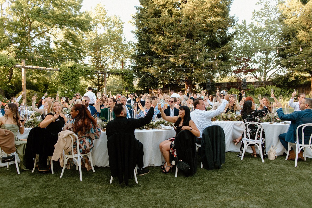 wedding reception with serpent tables