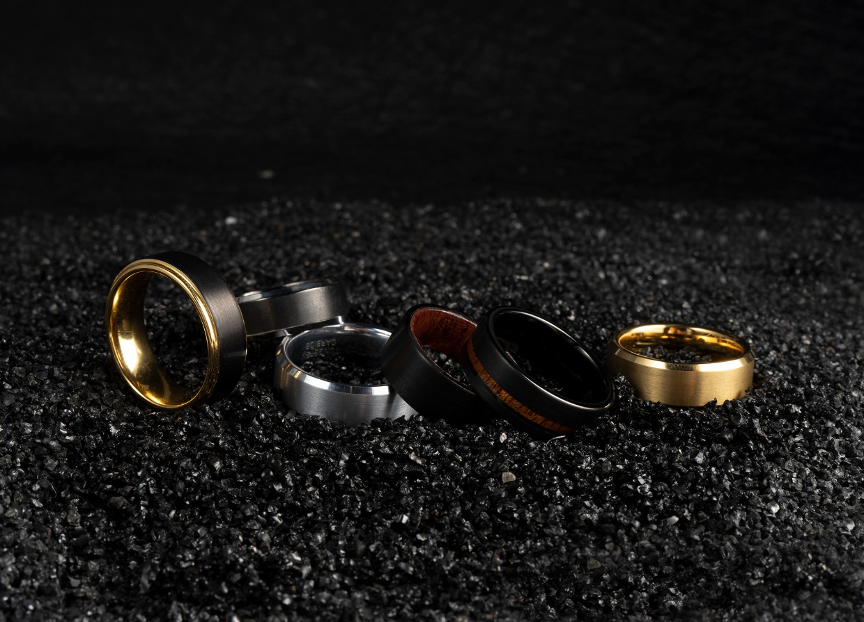 tungsten wedding bands for men with unique inlay