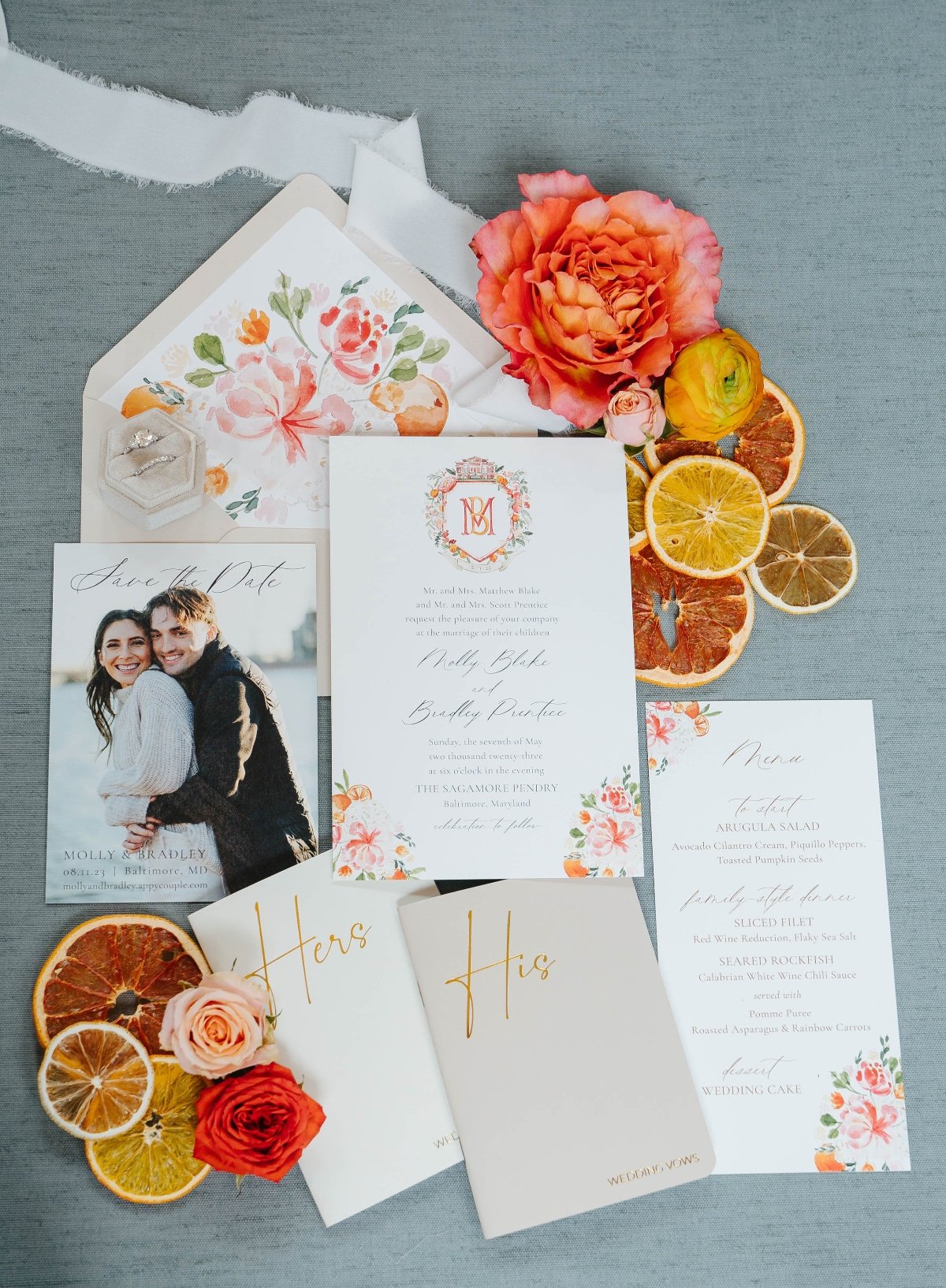 citrus themed wedding invitations 