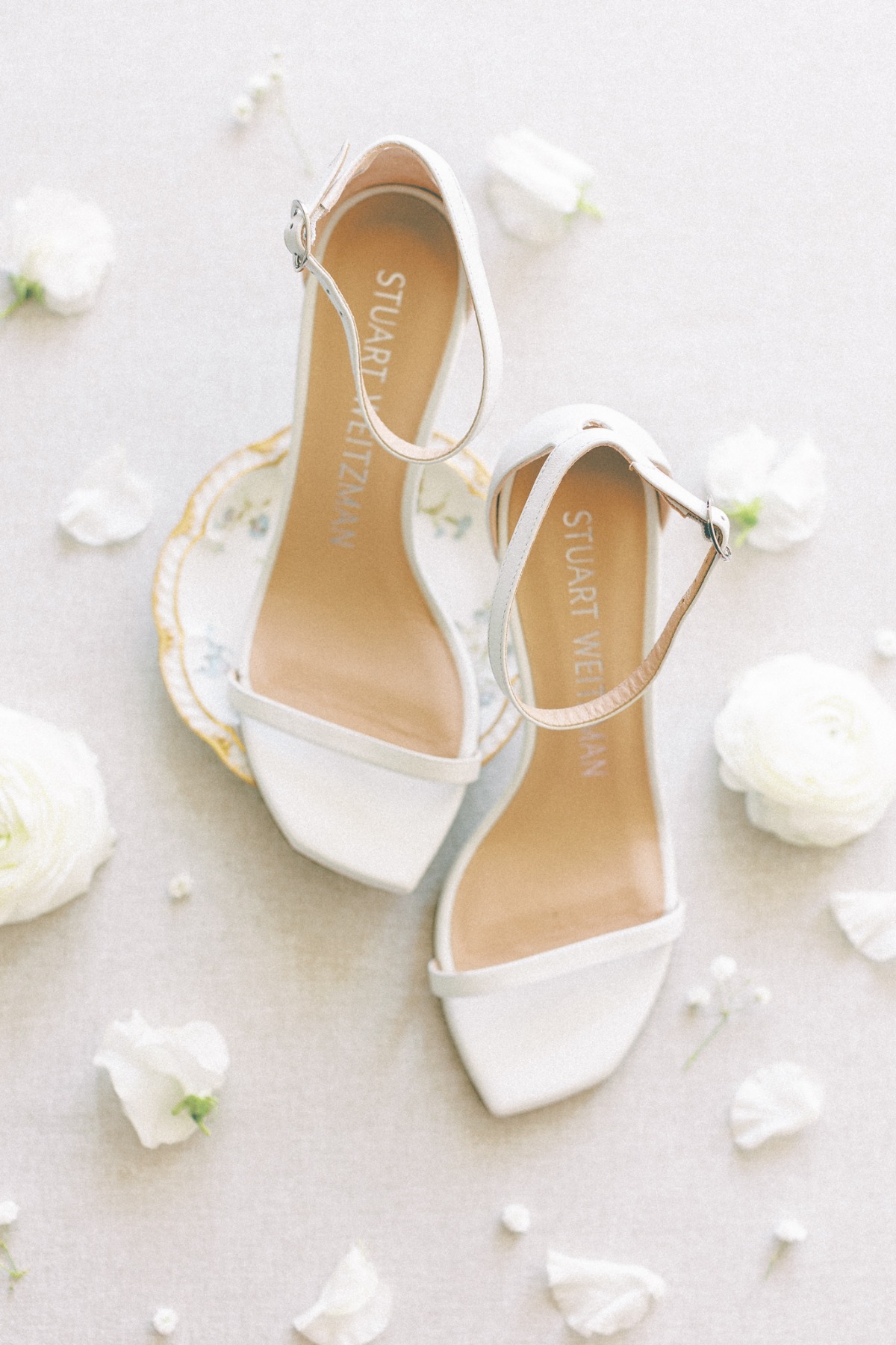 classic white strappy wedding shoes