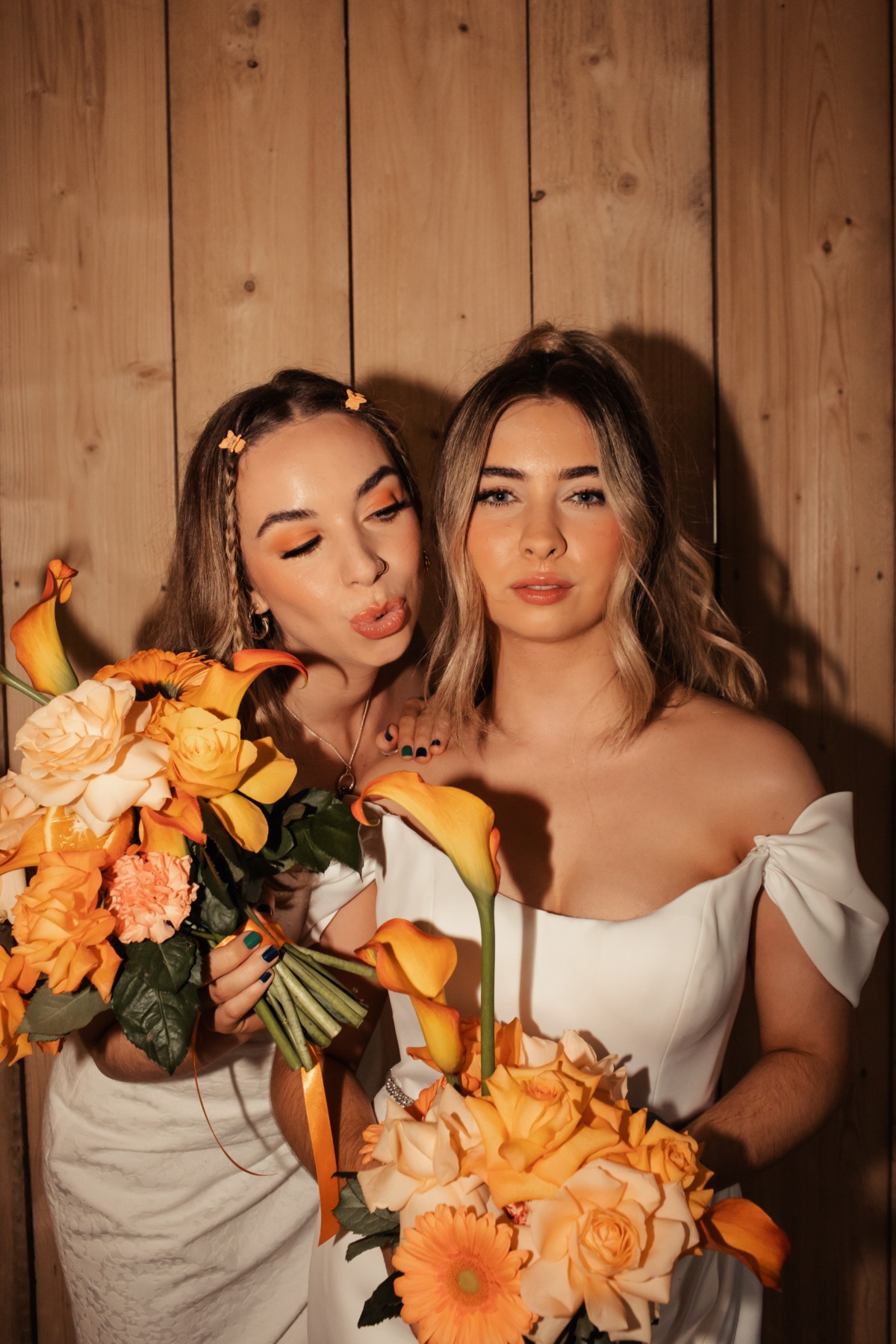 Modern orange bridal makeup