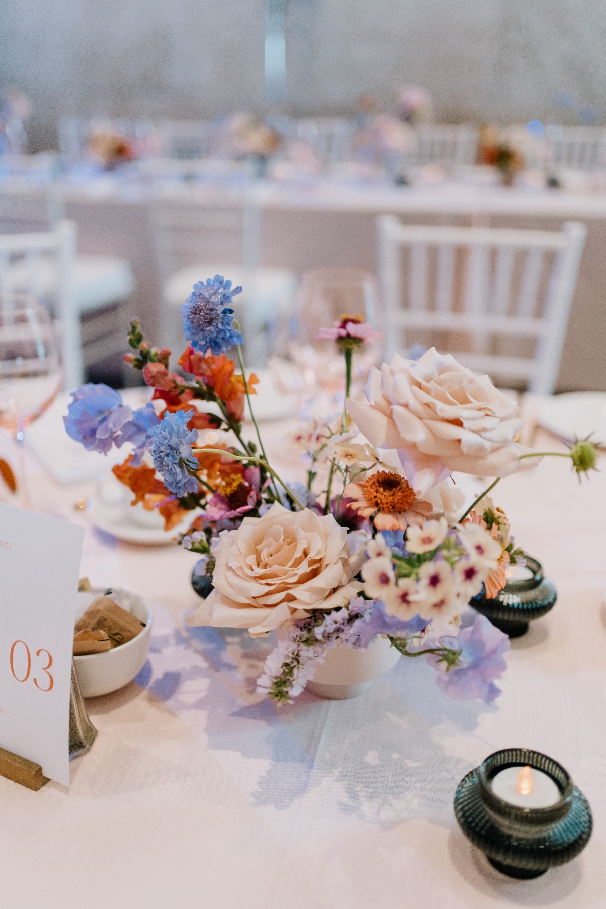 muted colorful centerpieces