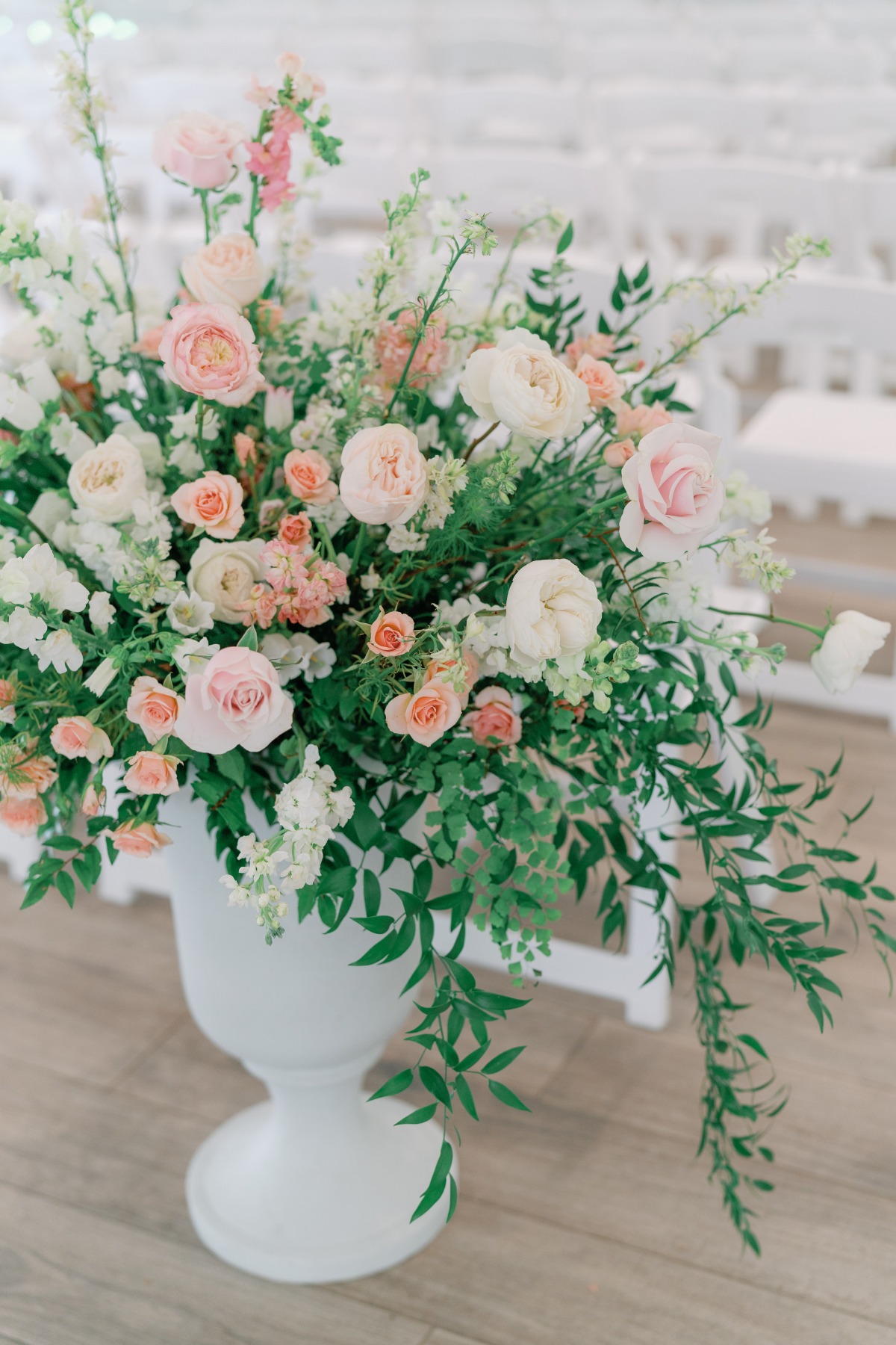 pastel floor ceremony floral arrangements