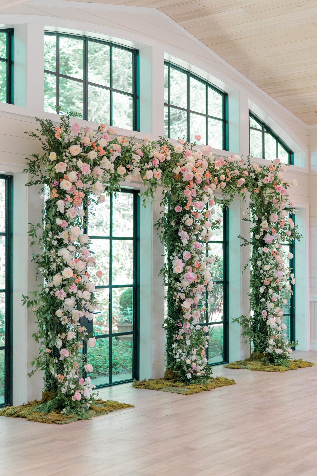 pastel triple floral arch