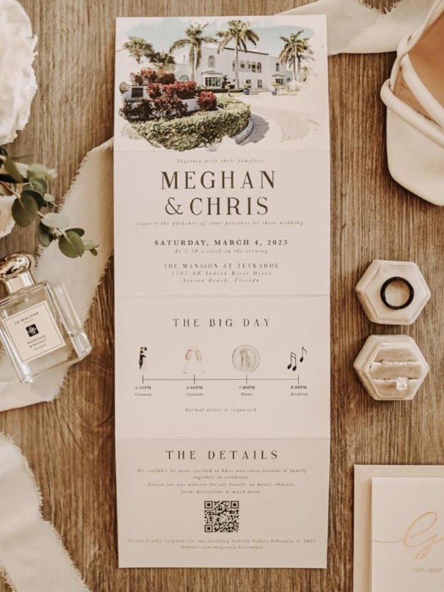 Trifold invites are the new wedding suite–you heard it here first