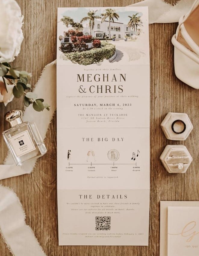 trifold wedding invitations with photo by Truly Inspired Paper Co. 