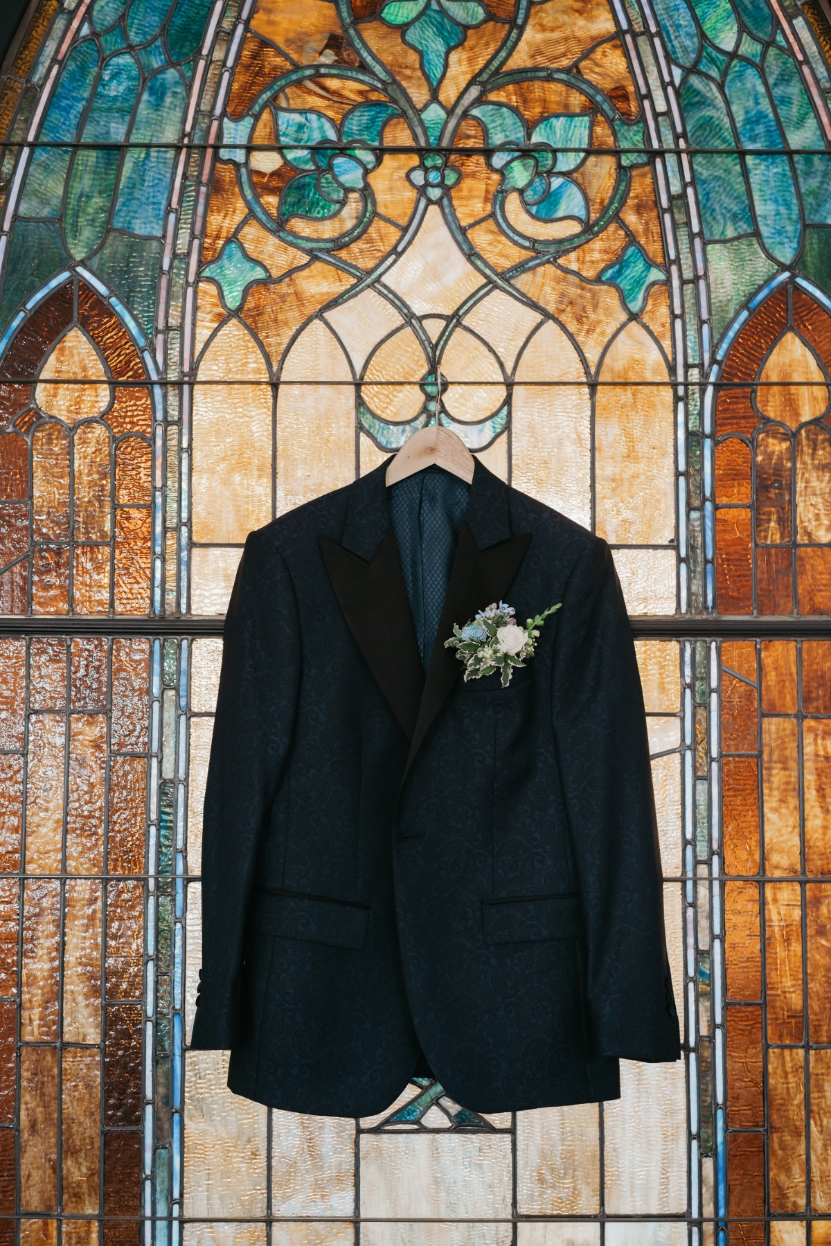 navy floral groom jacket 