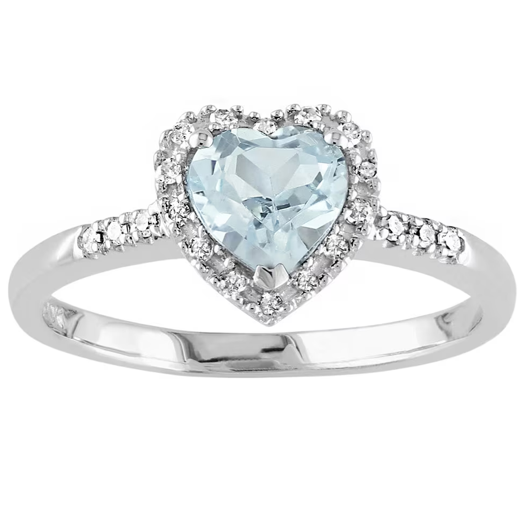 blue heart engagement ring