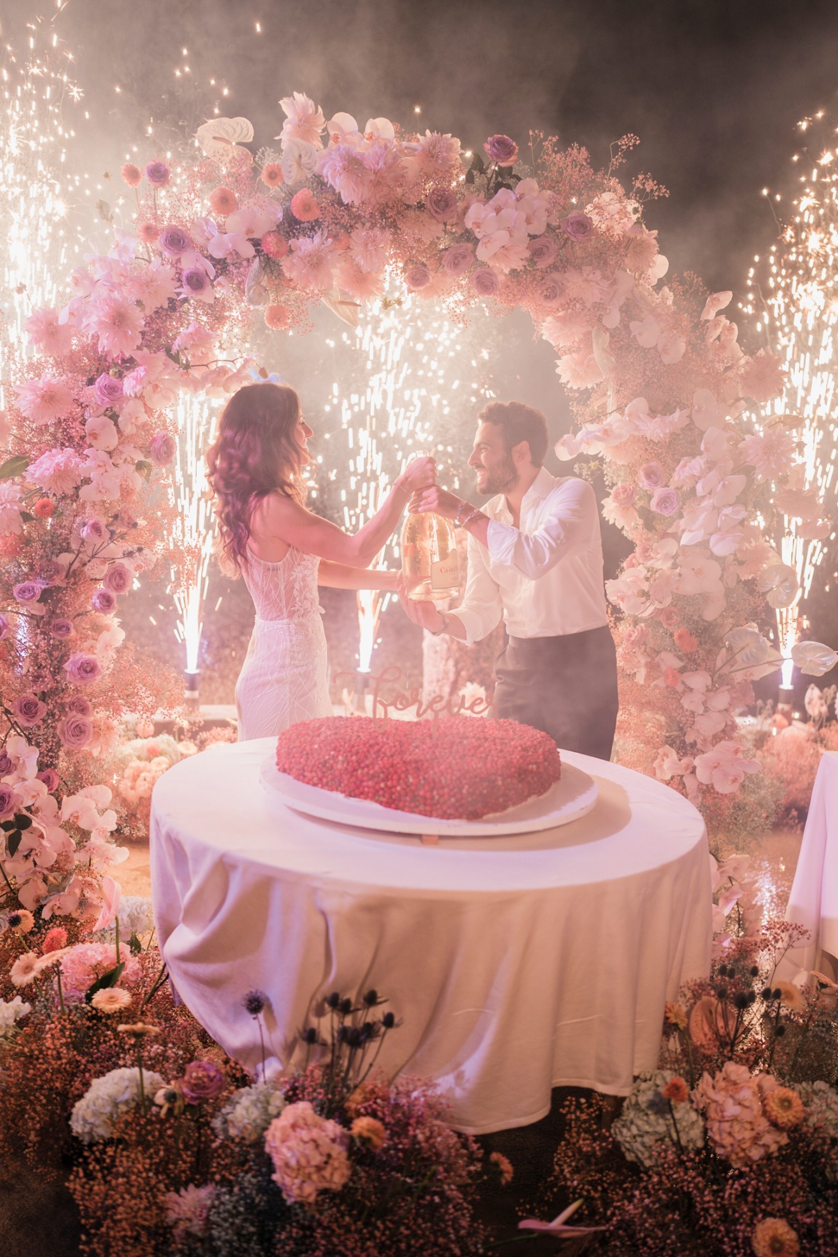 red heart wedding cake