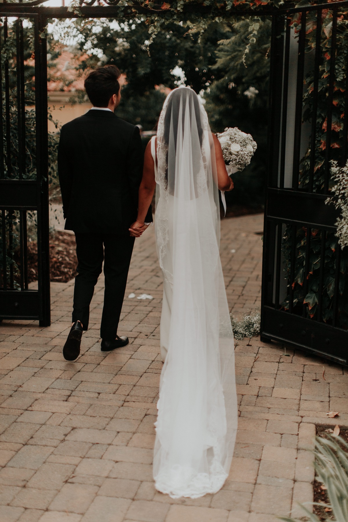 cathedral length lace trimmed veil