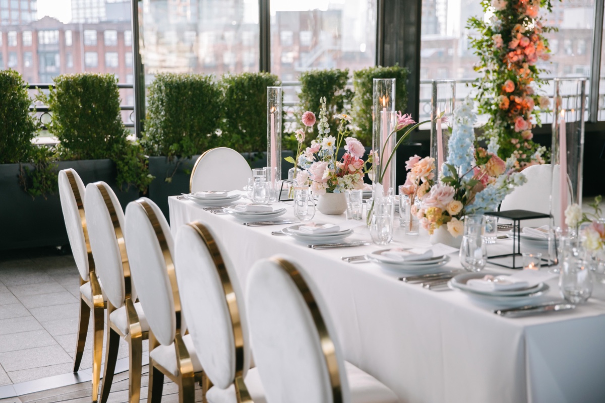 Gold and white wedding reception