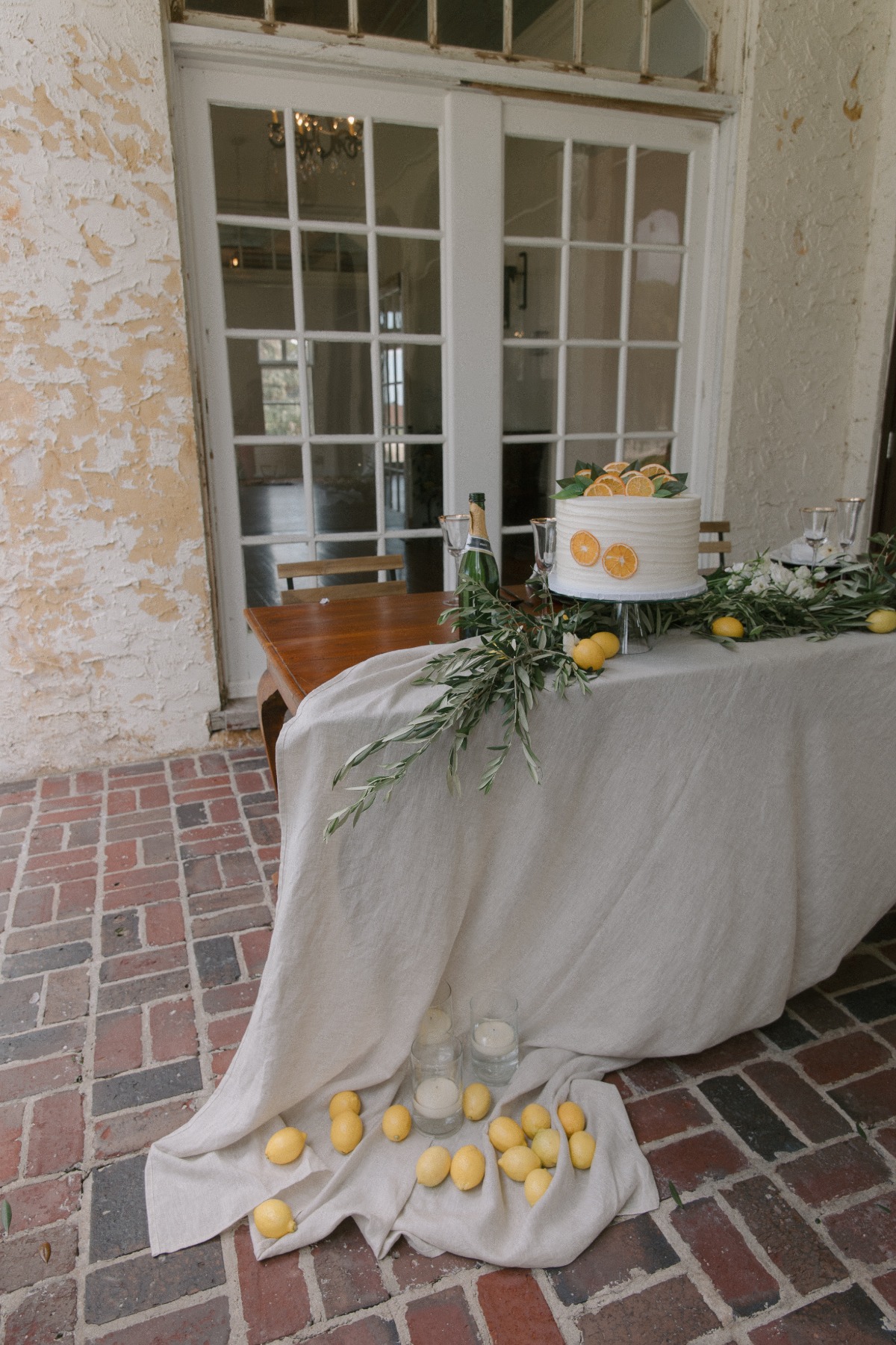 buttercream wedding cake with citrus details