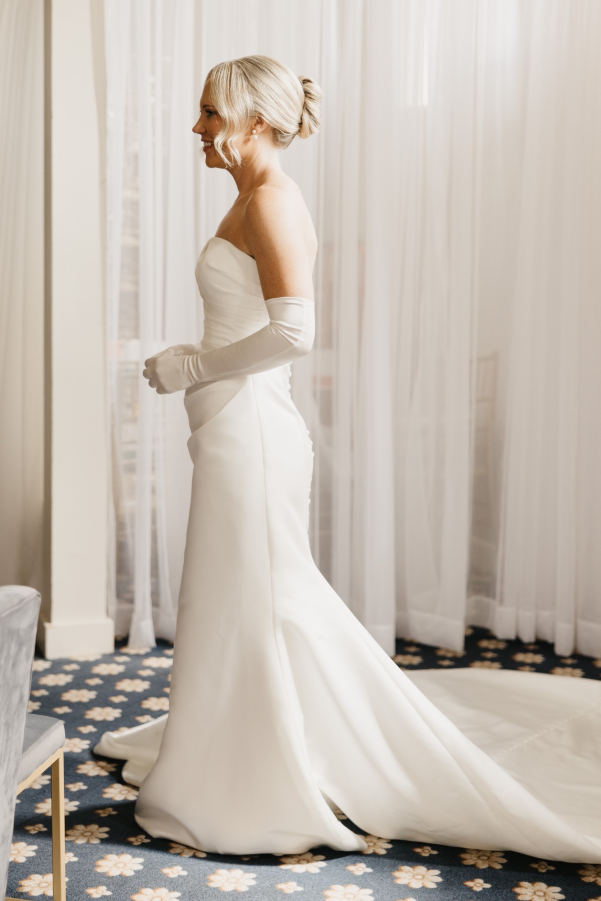 matte white silk wedding dress