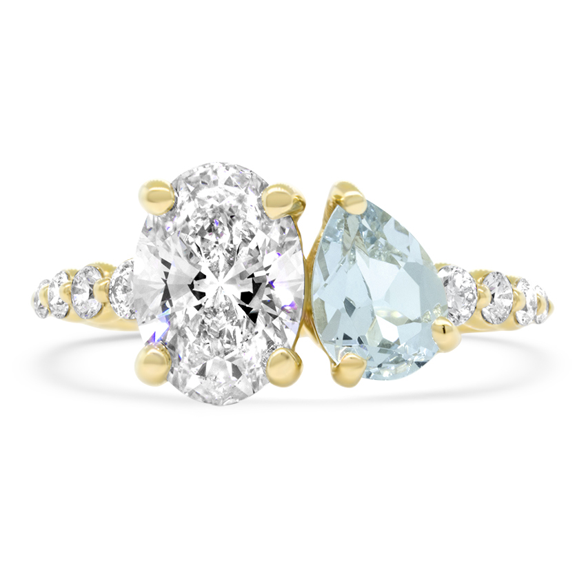 Brilliant Earth aquamarine and diamond engagement ring 